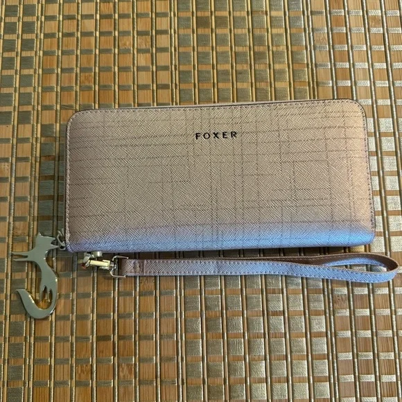 Foxer Women Leather Long Wristlet Wallet Clutch Rose Gold - Picture 5 of 14